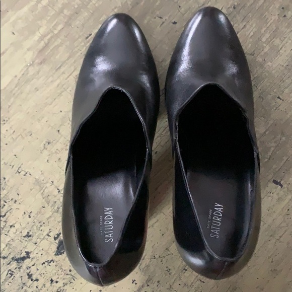 KATE SPADE SATURDAY Black Leather Block Heel Shoes - Picture 4 of 16